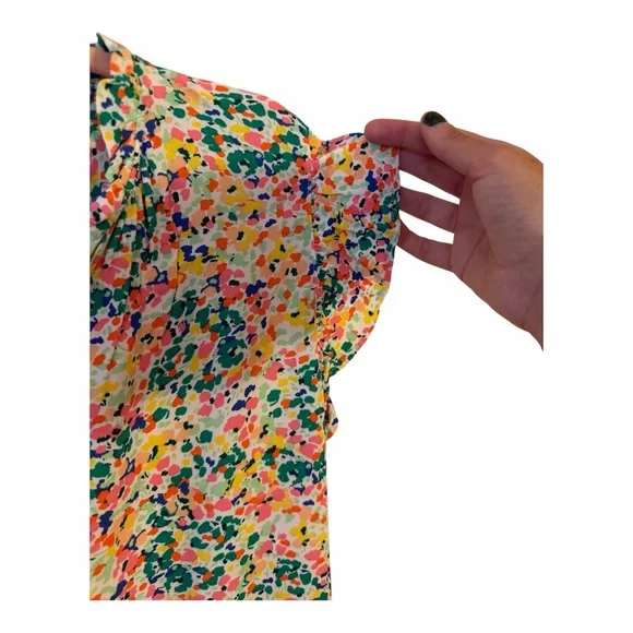 LOFT Multicolor Floral Ruffle Top - Picture 3 of 4